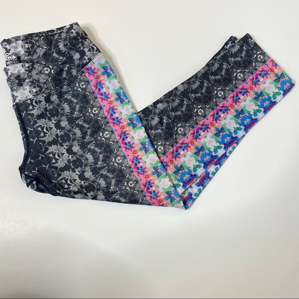 Prana Kaleidoscope Watercolor Colorful Gray Cropped Leggings Size XS
